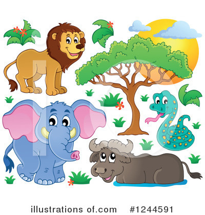 Royalty-Free (RF) African Animals Clipart Illustration by visekart - Stock Sample #1244591