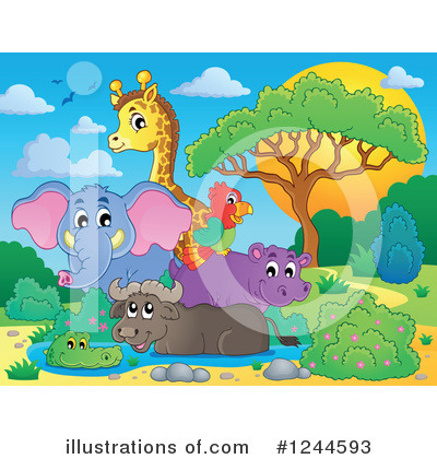 Royalty-Free (RF) African Animals Clipart Illustration by visekart - Stock Sample #1244593