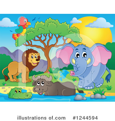 Royalty-Free (RF) African Animals Clipart Illustration by visekart - Stock Sample #1244594