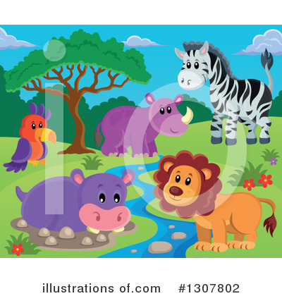 Royalty-Free (RF) African Animals Clipart Illustration by visekart - Stock Sample #1307802