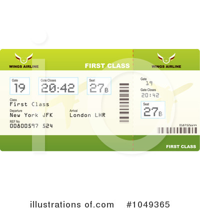 Royalty-Free (RF) Airplane Ticket Clipart Illustration by michaeltravers - Stock Sample #1049365