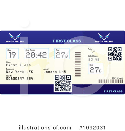 Plane Ticket Clipart #1092031 by michaeltravers
