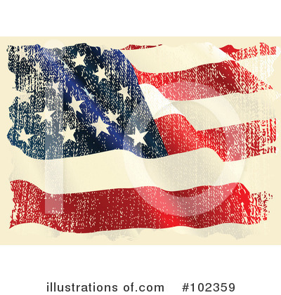 Royalty-Free (RF) American Flag Clipart Illustration by Pushkin - Stock Sample #102359