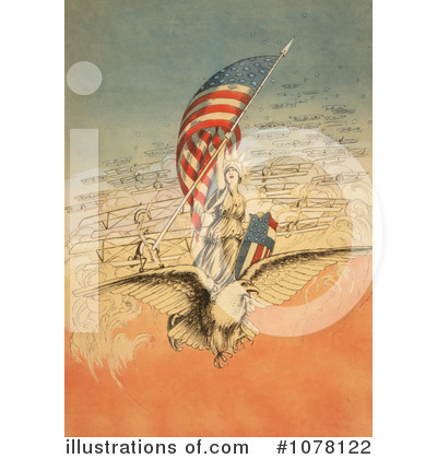 Royalty-Free (RF) American Flag Clipart Illustration by JVPD - Stock Sample #1078122