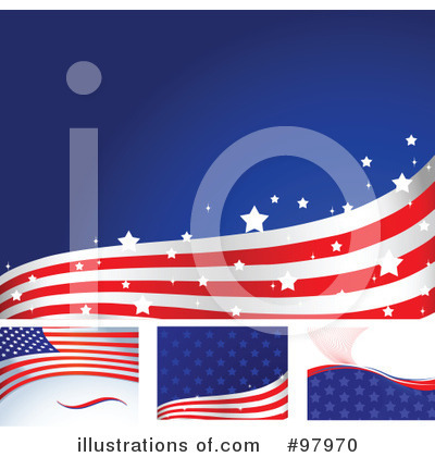 Royalty-Free (RF) American Flag Clipart Illustration by Pushkin - Stock Sample #97970