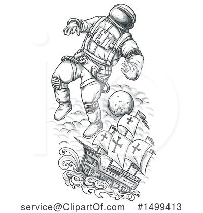 Royalty-Free (RF) Astronaut Clipart Illustration by patrimonio - Stock Sample #1499413