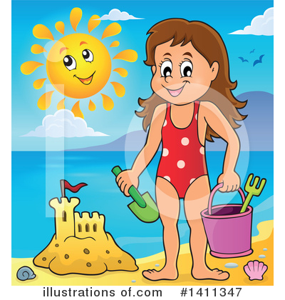 Royalty-Free (RF) At The Beach Clipart Illustration by visekart - Stock Sample #1411347