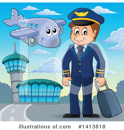 Royalty-Free (RF) Aviator Clipart Illustration by visekart - Stock Sample #1413818