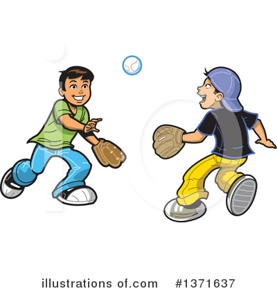 Playing Catch Clipart #1371637 by Clip Art Mascots