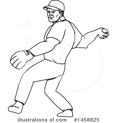 Royalty-Free (RF) Baseball Player Clipart Illustration by patrimonio - Stock Sample #1458825