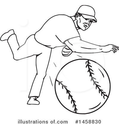 Royalty-Free (RF) Baseball Player Clipart Illustration by patrimonio - Stock Sample #1458830