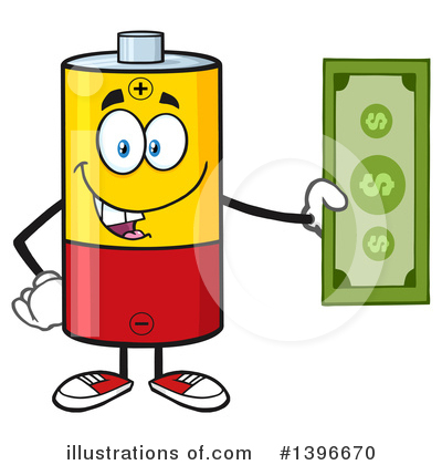 Royalty-Free (RF) Battery Character Clipart Illustration by Hit Toon - Stock Sample #1396670