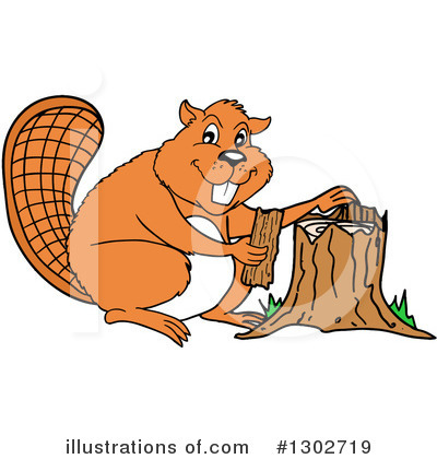 Royalty-Free (RF) Beaver Clipart Illustration by LaffToon - Stock Sample #1302719
