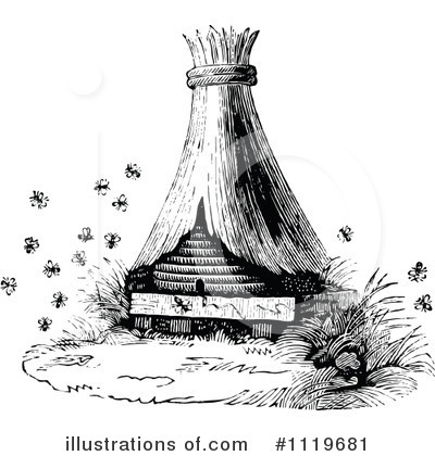 Royalty-Free (RF) Bee Hive Clipart Illustration by Prawny Vintage - Stock Sample #1119681