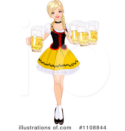 Royalty-Free (RF) Beer Maiden Clipart Illustration by Pushkin - Stock Sample #1108844