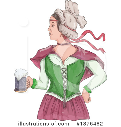 Royalty-Free (RF) Beer Maiden Clipart Illustration by patrimonio - Stock Sample #1376482