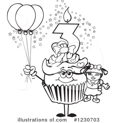 Royalty-Free (RF) Birthday Cupcake Clipart Illustration by Dennis Holmes Designs - Stock Sample #1230703