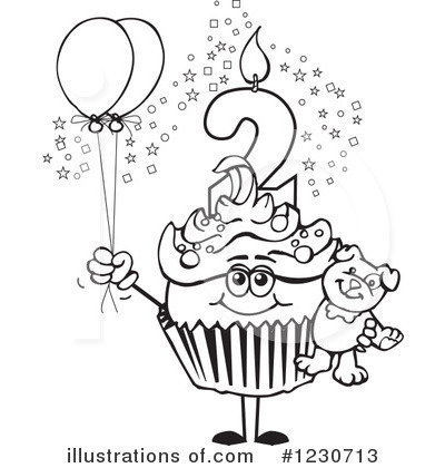 Royalty-Free (RF) Birthday Cupcake Clipart Illustration by Dennis Holmes Designs - Stock Sample #1230713