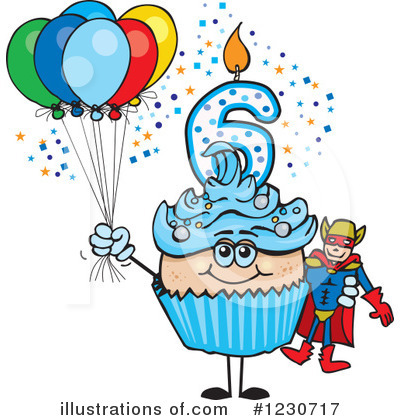 Royalty-Free (RF) Birthday Cupcake Clipart Illustration by Dennis Holmes Designs - Stock Sample #1230717