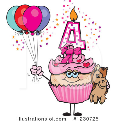 Royalty-Free (RF) Birthday Cupcake Clipart Illustration by Dennis Holmes Designs - Stock Sample #1230725