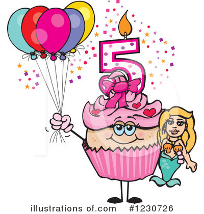 Royalty-Free (RF) Birthday Cupcake Clipart Illustration by Dennis Holmes Designs - Stock Sample #1230726