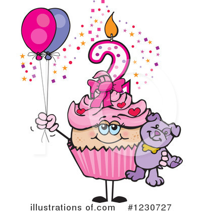 Royalty-Free (RF) Birthday Cupcake Clipart Illustration by Dennis Holmes Designs - Stock Sample #1230727