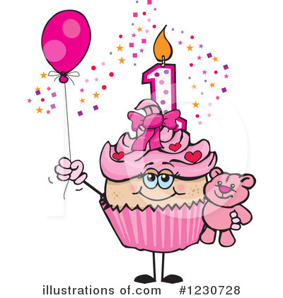 Royalty-Free (RF) Birthday Cupcake Clipart Illustration by Dennis Holmes Designs - Stock Sample #1230728