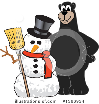 Royalty-Free (RF) Black Bear School Mascot Clipart Illustration by Mascot Junction - Stock Sample #1366934