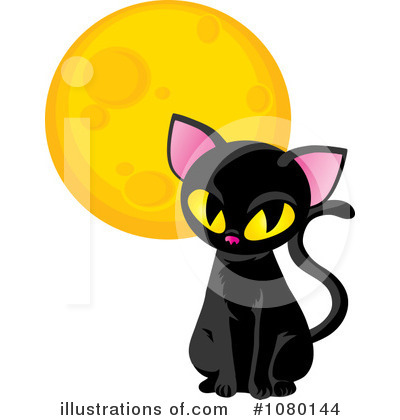 Royalty-Free (RF) Black Cat Clipart Illustration by Rosie Piter - Stock Sample #1080144