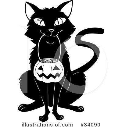 Royalty-Free (RF) Black Cat Clipart Illustration by Lawrence Christmas Illustration - Stock Sample #34090