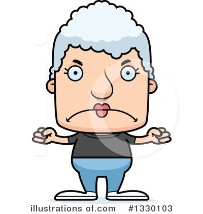 Royalty-Free (RF) Block Headed White Senior Woman Clipart Illustration by Cory Thoman - Stock Sample #1330103