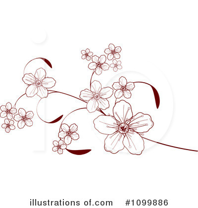 Royalty-Free (RF) Blossoms Clipart Illustration by Pushkin - Stock Sample #1099886