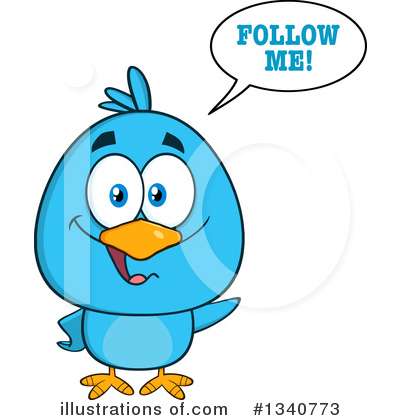 Royalty-Free (RF) Blue Bird Clipart Illustration by Hit Toon - Stock Sample #1340773