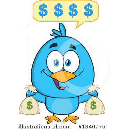 Royalty-Free (RF) Blue Bird Clipart Illustration by Hit Toon - Stock Sample #1340775
