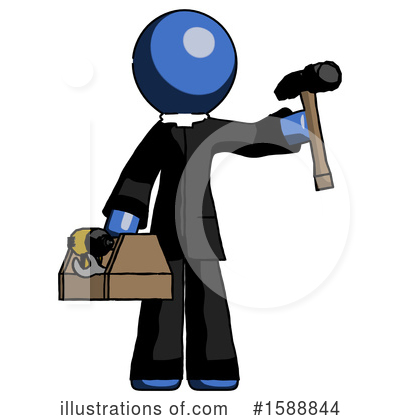 Royalty-Free (RF) Blue Design Mascot Clipart Illustration by Leo Blanchette - Stock Sample #1588844