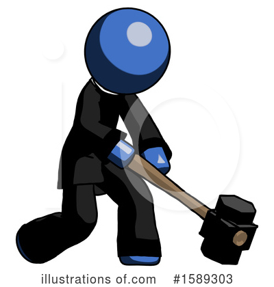 Royalty-Free (RF) Blue Design Mascot Clipart Illustration by Leo Blanchette - Stock Sample #1589303