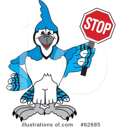Royalty-Free (RF) Blue Jay Mascot Clipart Illustration by Mascot Junction - Stock Sample #62685