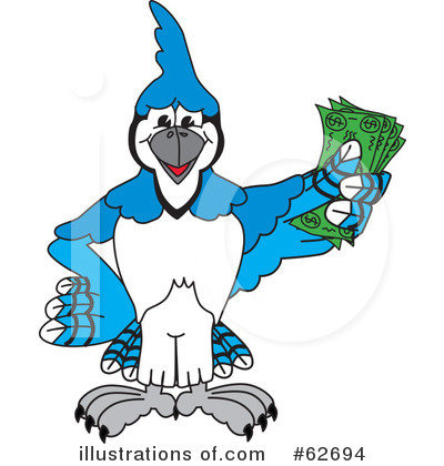 Royalty-Free (RF) Blue Jay Mascot Clipart Illustration by Mascot Junction - Stock Sample #62694