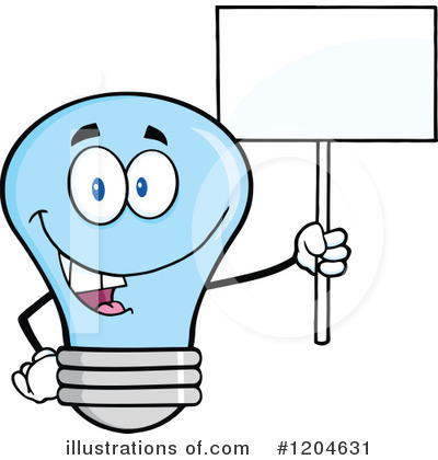 Royalty-Free (RF) Blue Light Bulb Clipart Illustration by Hit Toon - Stock Sample #1204631