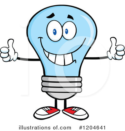 Royalty-Free (RF) Blue Light Bulb Clipart Illustration by Hit Toon - Stock Sample #1204641