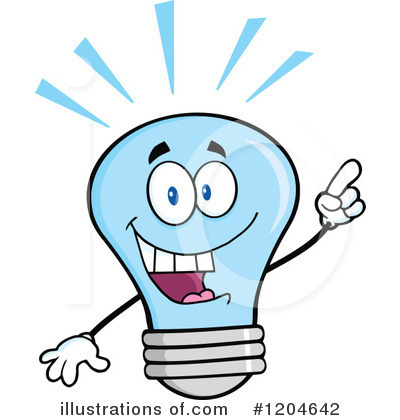 Royalty-Free (RF) Blue Light Bulb Clipart Illustration by Hit Toon - Stock Sample #1204642