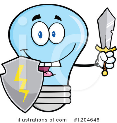 Royalty-Free (RF) Blue Light Bulb Clipart Illustration by Hit Toon - Stock Sample #1204646
