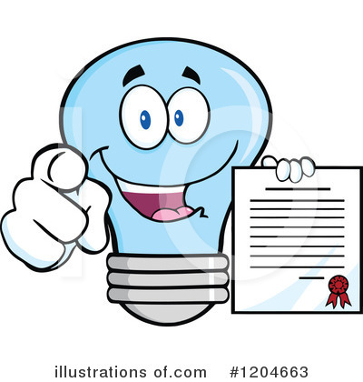 Royalty-Free (RF) Blue Light Bulb Clipart Illustration by Hit Toon - Stock Sample #1204663
