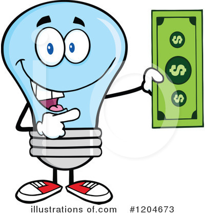 Royalty-Free (RF) Blue Light Bulb Clipart Illustration by Hit Toon - Stock Sample #1204673