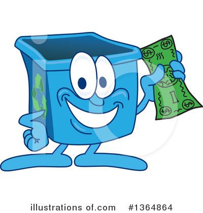 Blue Recycle Bin Character Clipart #1364864 by Toons4Biz