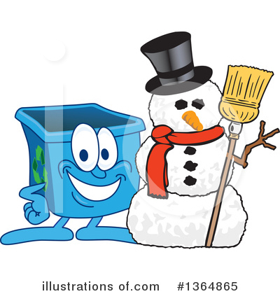 Royalty-Free (RF) Blue Recycle Bin Character Clipart Illustration by Mascot Junction - Stock Sample #1364865