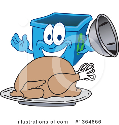 Blue Recycle Bin Character Clipart #1364866 by Toons4Biz