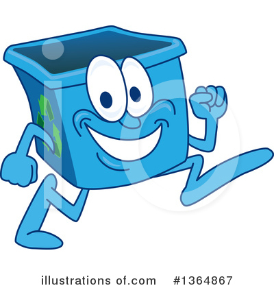 Blue Recycle Bin Character Clipart #1364867 by Toons4Biz