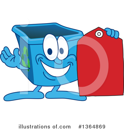 Blue Recycle Bin Character Clipart #1364869 by Toons4Biz