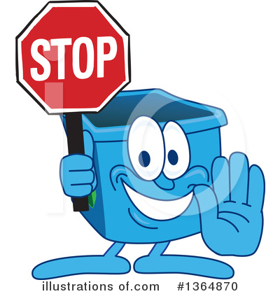 Blue Recycle Bin Character Clipart #1364870 by Toons4Biz